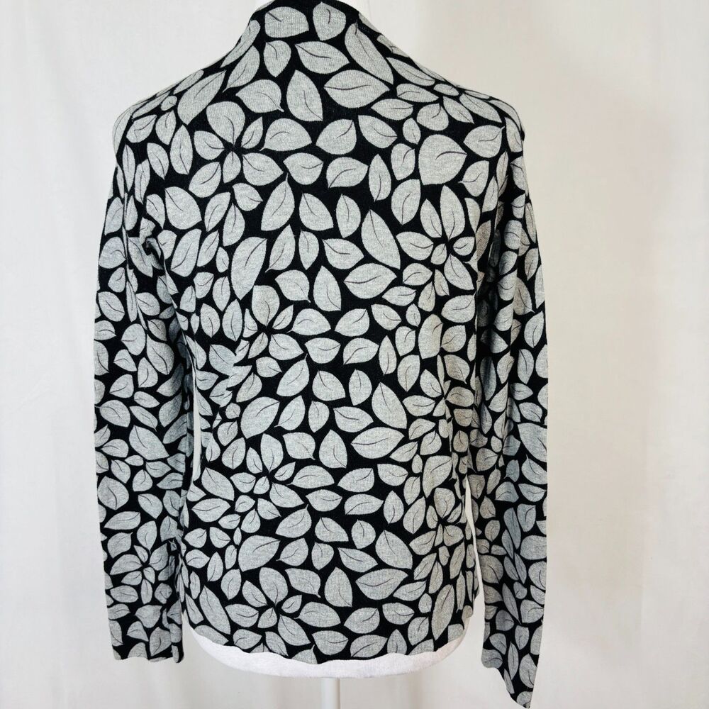 Womens Button Down Cardigan Sz S‎ Black Gray Silver Sequin Career Preppy Chic - Picture 4 of 8